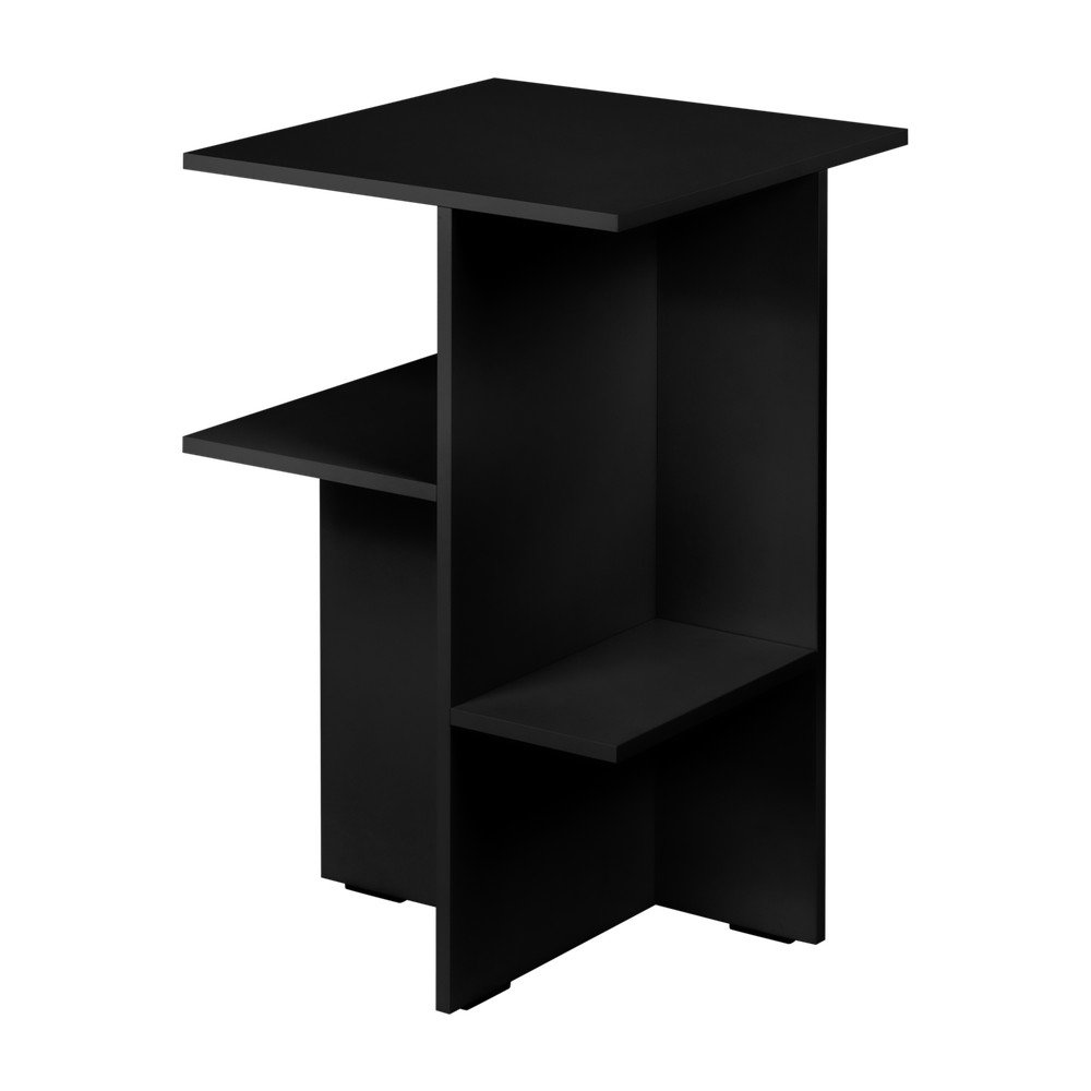 Noptieră neagră cu rafturi Atik – noo.ma