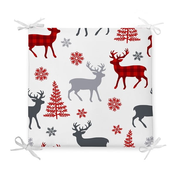 Pernă de scaun din amestec de bumbac cu model de Crăciun Minimalist Cushion Covers Holly Night, 42 x 42 cm