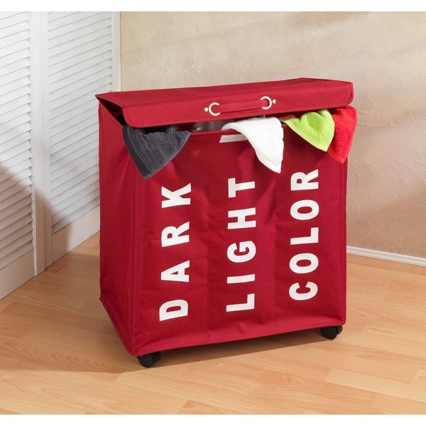 Coș triplu pentru rufe Wenko Trivo, 117,6 l, roșu-image-1