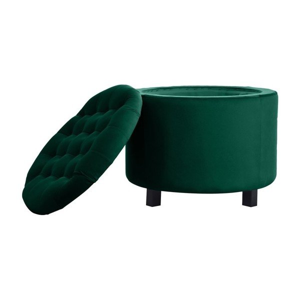 Taburet cu spațiu de depozitare JohnsonStyle Estrid French Velvet, ⌀ 52 cm, verde închis-image-2