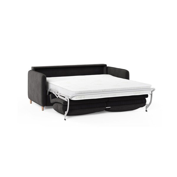 Canapea gri închis pentru dormitul zilnic cu tapițerie din catifea 184 cm – Micadoni -image-1