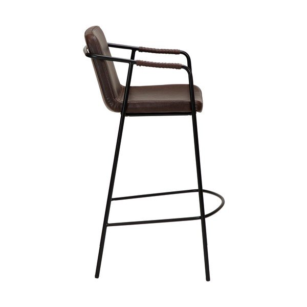 Scaun bar cu husă din piele artificială DAN-FORM Denmark Boto, maro închis, înălțime 95 cm-image-2