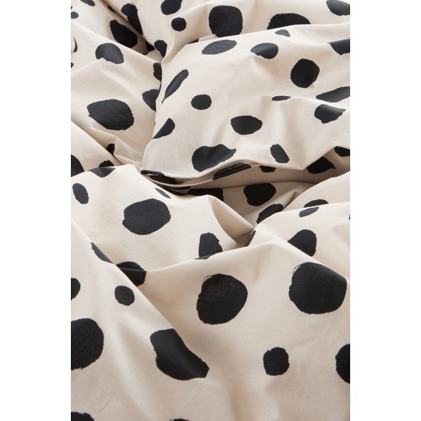 Lenjerie de pat neagră/bej din bumbac pentru pat dublu/extinsă 200x220 cm Rigmor Dot – Jotex-image-2