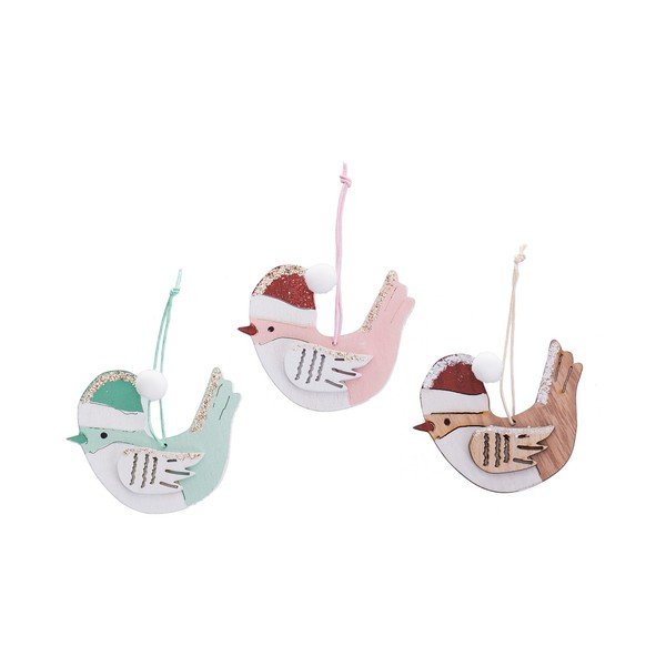 Ornamente de Crăciun 6 buc. din lemn 8 cm Birds – Casa Selección