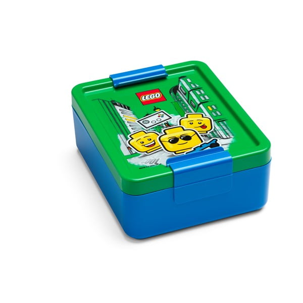 Cutie pentru gustare cu capac verde LEGO® Iconic, albastru