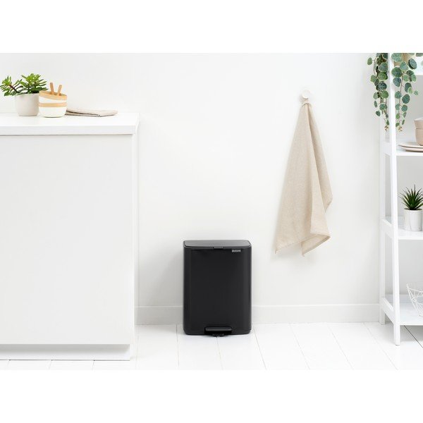 Coș de gunoi negru mat cu pedală din oțel 12 l Bo – Brabantia-image-1