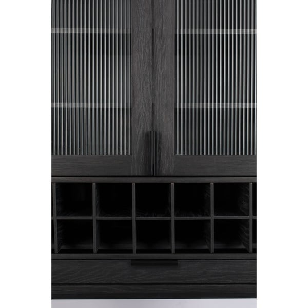 Dulap vinotecă negru din lemn masiv de stejar număr sticle 20, 89x181 cm Travis – Zuiver-image-3