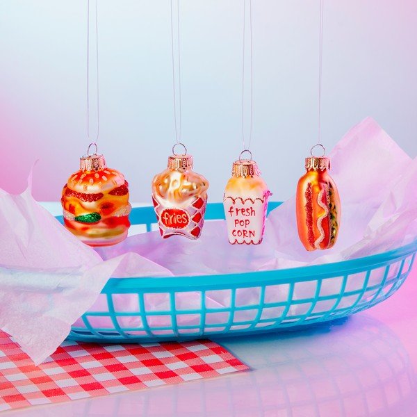 Ornamente de Crăciun 4 buc. din sticlă Fast Food – Sass & Belle-image-1