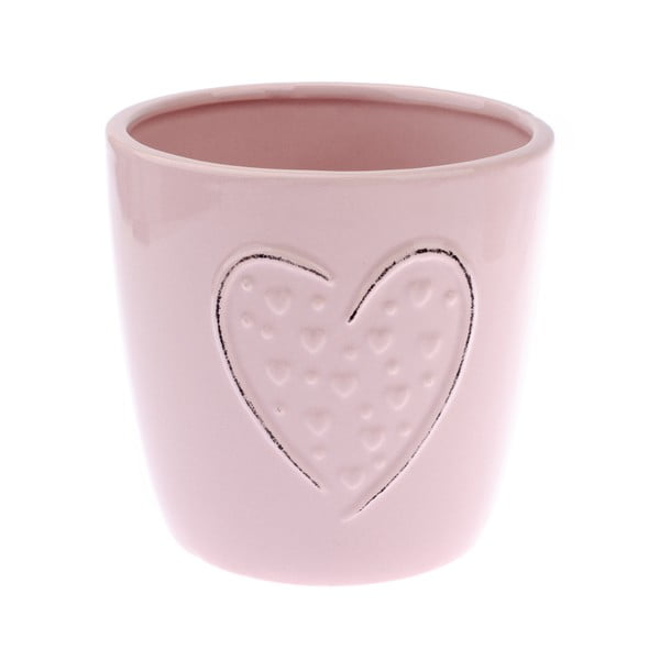 Ghiveci din ceramică Dakls Heart, înălțime 12 cm, roz