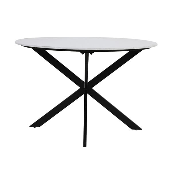 Masă de dining neagră-albă rotundă cu blat cu aspect de marmură ø 120 cm Tomochi – Light & Living