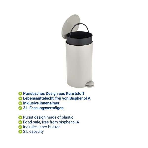 Coș de gunoi crem cu pedală din plastic 3 l Vara – Allstar-image-2