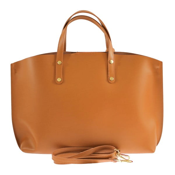 Geantă din piele Chicca Borse City, caramel-image-2