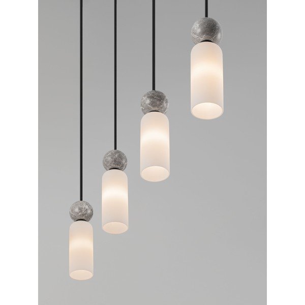 Lustră negru-mat din piatră cu abajur din sticlă Filomena – Nova Luce-image-1