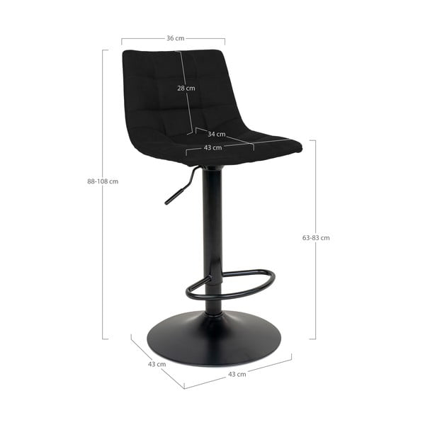 Scaune de bar negre 2 buc. 88 cm Middelfart – House Nordic-image-4