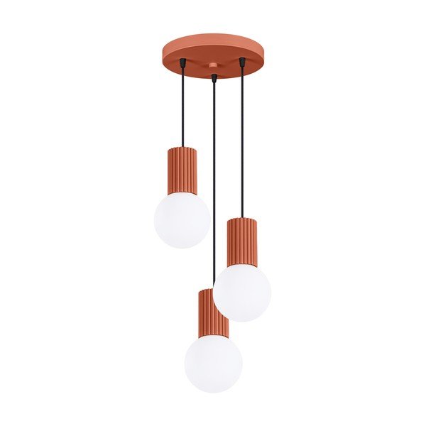 Lustră teracotă din metal cu abajur din sticlă ø 25 cm Orbital – Sollux