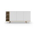 Comodă albă joasă cu aspect de lemn de stejar 170x80 cm Cequoia – Marckeric