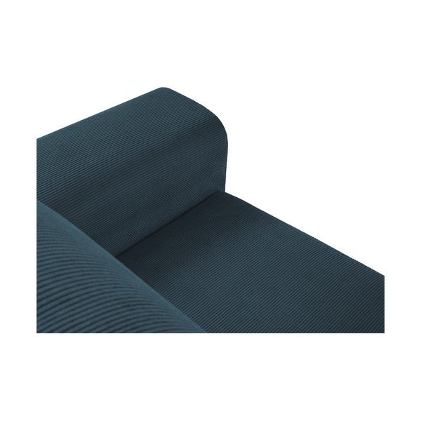 Colțar extensibil cu tapițerie reiată și șezlong pe partea stângă Micadoni Home Moghan, albastru închis-image-1