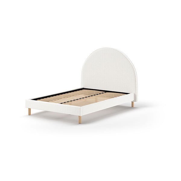 Pat single alb tapițat cu somieră 140x200 cm MOON – Vipack-image-2