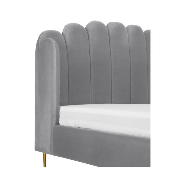 Pat tapițat Westwing Collection Glamour, 180 x 200 cm, gri-image-1