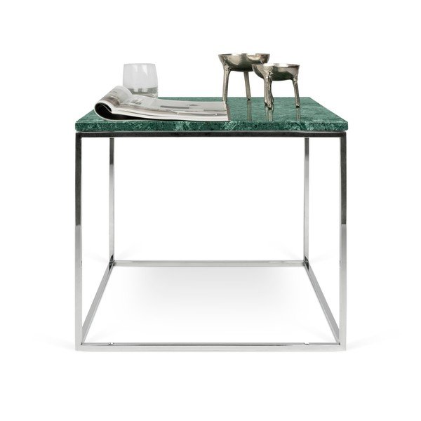 Măsuță TemaHome Gleam din marmură, cu picioare cromate, 50 cm, verde-image-1