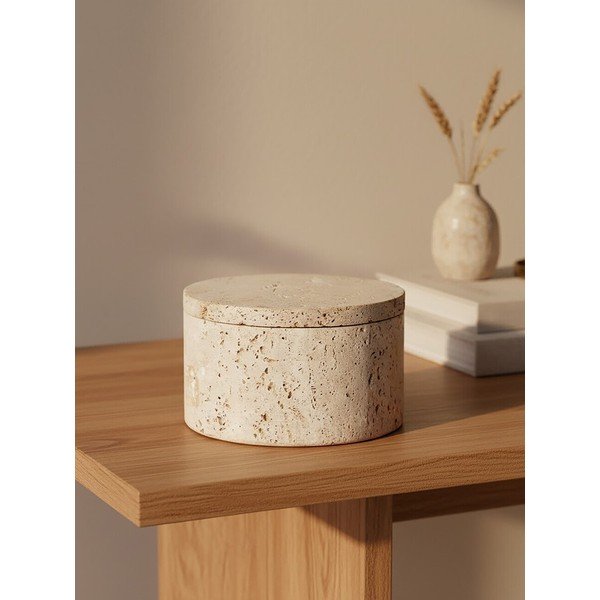 Cutie de depozitare în culoare naturală din piatră decorativă ø 14x8 cm Tibor – Premier Housewares-image-1