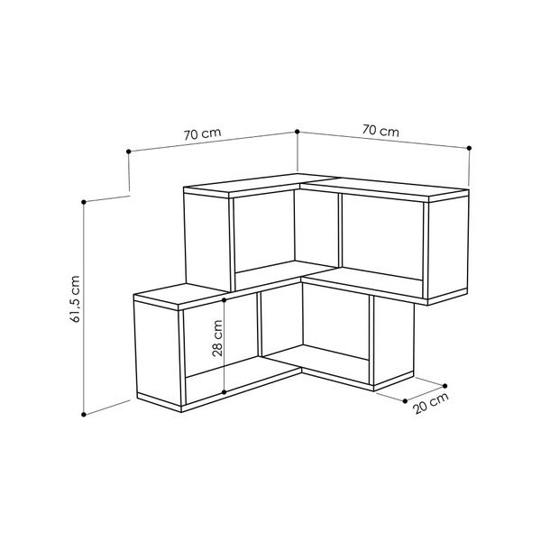 Etajeră de perete pentru colț Comer, alb-image-2