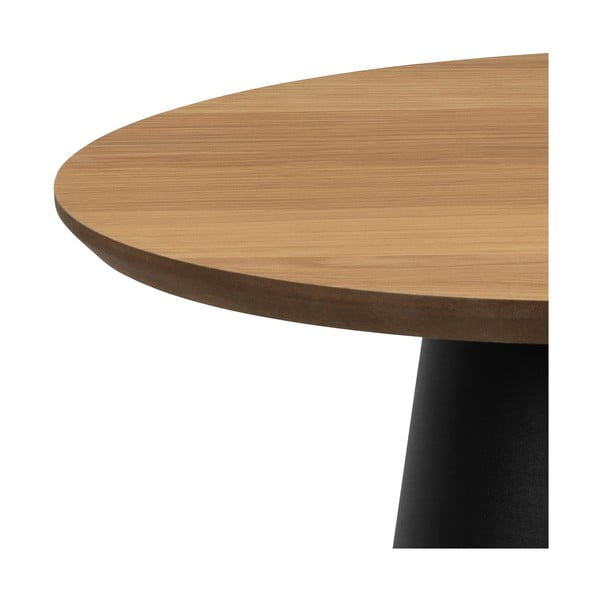 Măsuță de cafea neagră/în culoare naturală rotundă cu blat cu aspect de lemn de stejar ø 45 cm Soli – Actona-image-4
