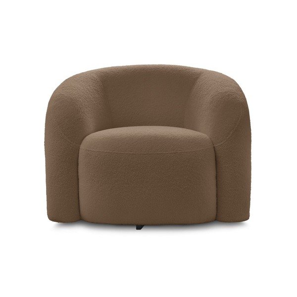 Fotoliu maro pivotant cu tapițerie din țesătură bouclé Elina – Bobochic Paris-image-2