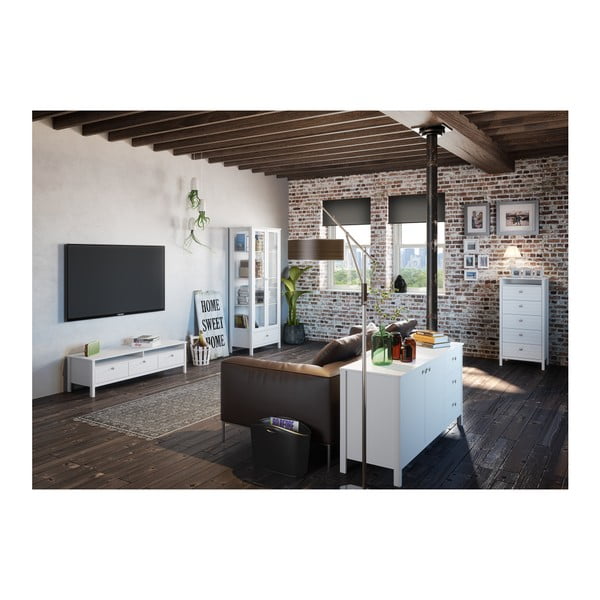 Comodă îngustă cu 5 sertare Steens New York, înălțime 120 cm, alb-image-4