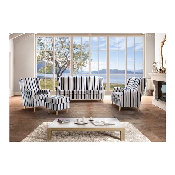 Canapea în dungi Max Winzer Lorris, albastru-alb, 193 cm-image-3