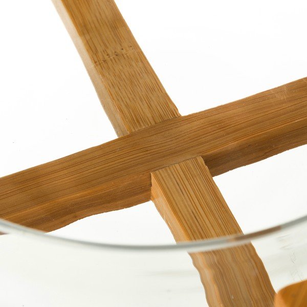 Set bol din sticlă și tacâmuri din bambus pentru salată Unimasa Transparent-image-2