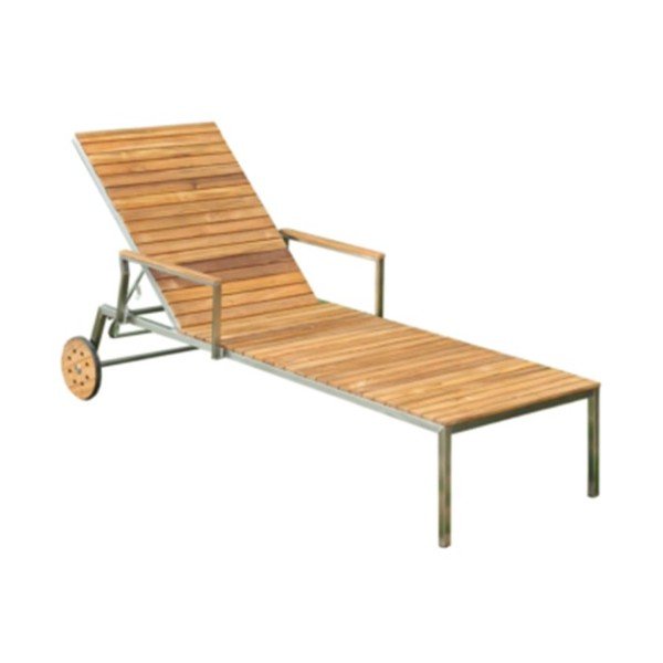 Șezlong de grădină maro din metal Denver – Garden Pleasure-image-1