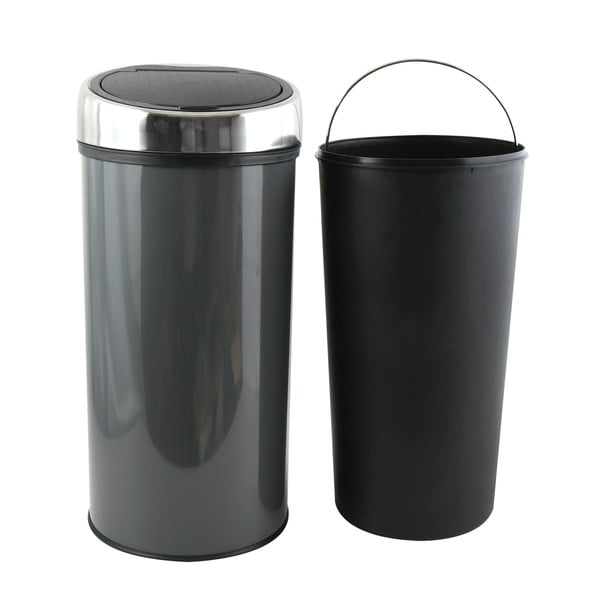 Coș de gunoi gri închis cu senzori de atingere din oțel 30 l – MSV-image-2
