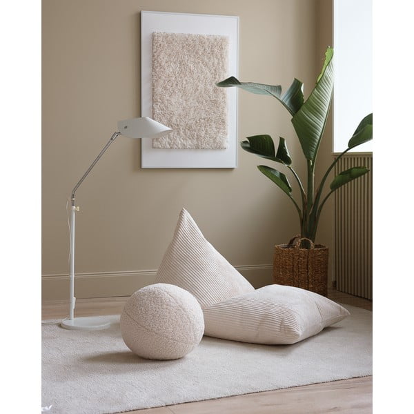 Fotoliu puf pentru copii crem cu tapițerie din catifea reiată Big Lounger – Wigiwama-image-1