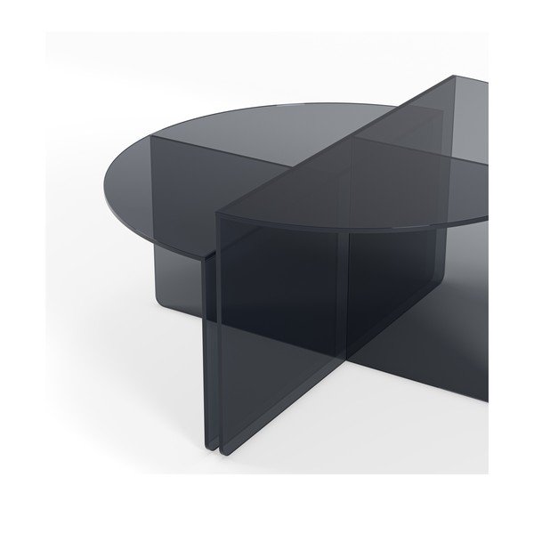 Măsuțe de cafea gri 2 buc. rotunde din sticlă ø 80 cm Velta – MOME-image-4