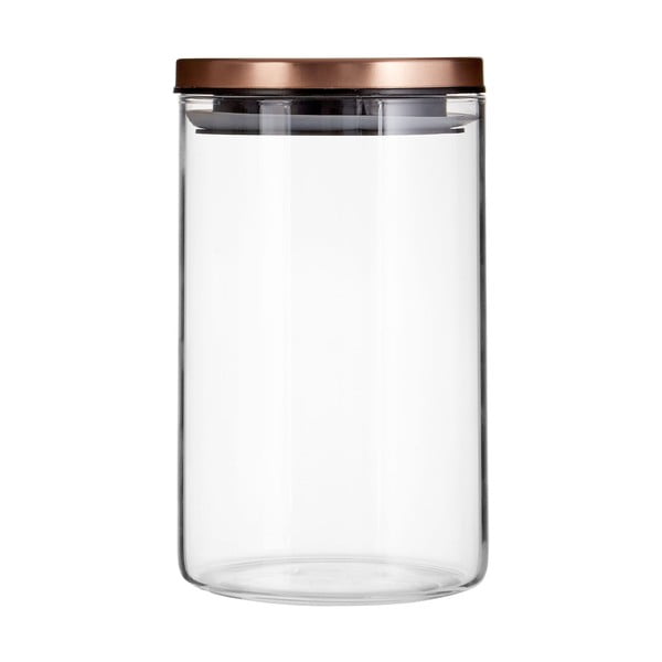 Recipient din sticlă cu capac metalic Premier Housewares, 950 ml, auriu roz