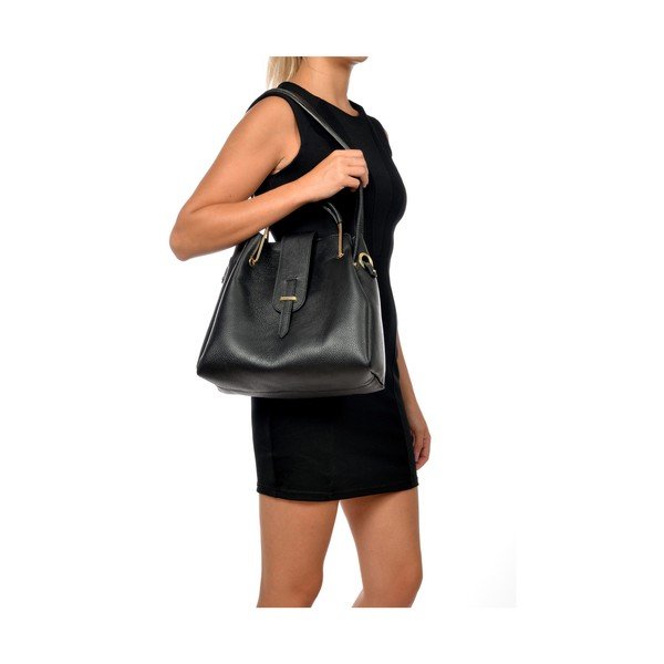 Geantă de umăr din piele Roberta M Luisa, negru-image-2