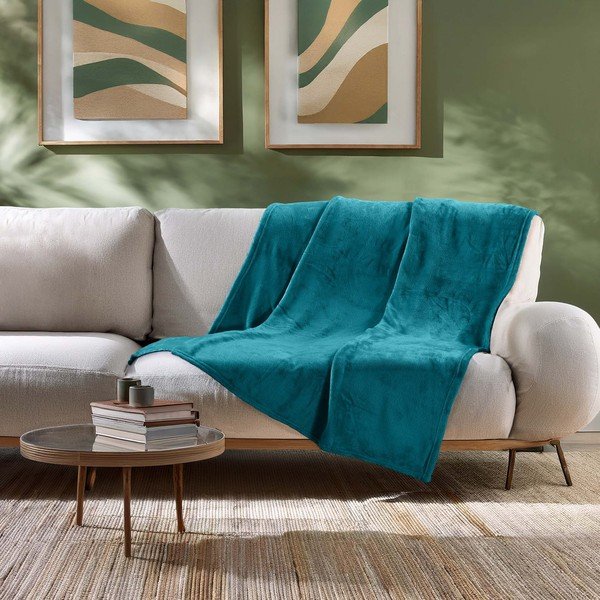 Pătură albastră din microflanel 125x150 cm Flanou – douceur d'intérieur-image-2