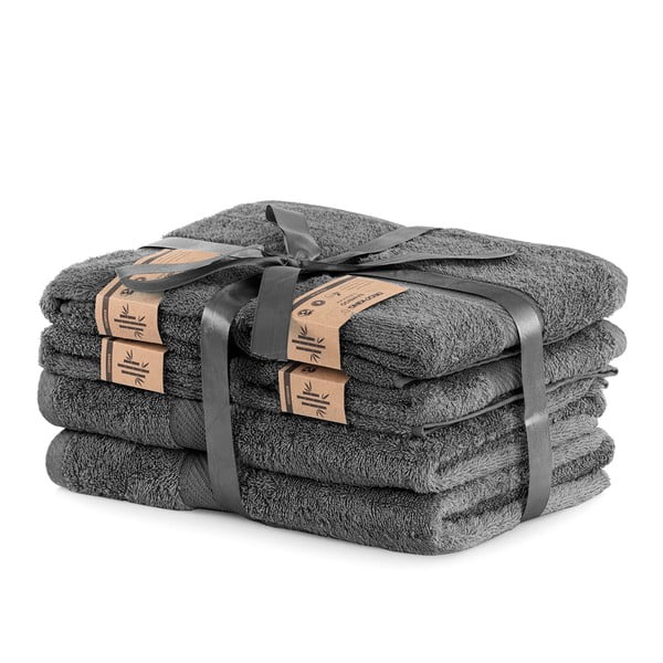 Set 6 prosoape DecoKing Bamby Charcoal, gri închis-image-1