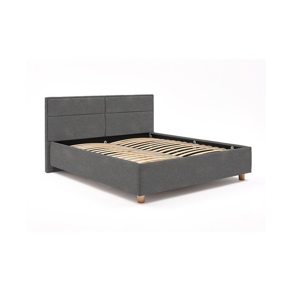 Pat dublu cu spațiu pentru depozitare și somieră ProSpánek Grace, 160 x 200 cm, gri deschis-image-2