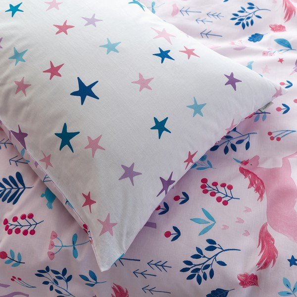 Lenjerie de pat din bumbac pentru copii Bianca Woodland Unicorn, 135 x 200 cm-image-4