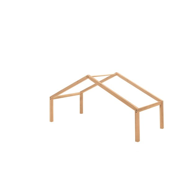 Pat pentru copii  în culoare naturală de tip casă/cu extensie suplimentară din lemn de stejar 90x200 cm Forrest – Vipack-image-3