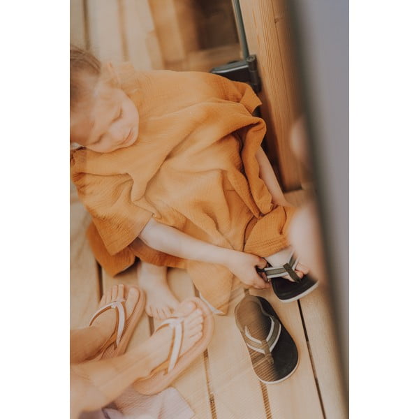 Poncho pentru copii din muselină maro coniac mărimea M - Malomi Kids-image-3