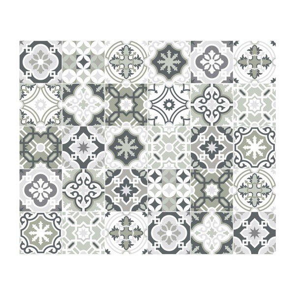 Set 30 autocolante de perete Ambiance Tiles Shades of Gray Oslo, 15 x 15 cm-image-2