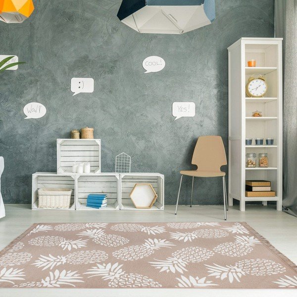 Covor reversibil Pineapple, 120 x 180 cm, bej-alb-image-1