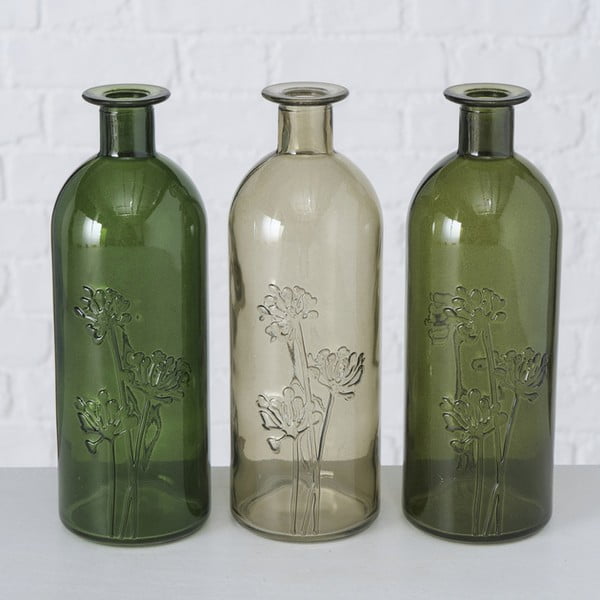 Set 3 vaze din sticlă Boltze Lesina, înălțime 20,8 cm