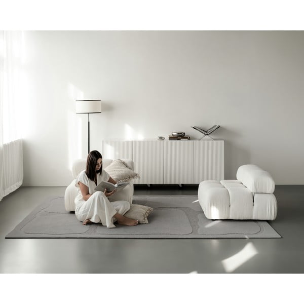 Covor gri din lână 160x230 cm Morphic Organica – Agnella-image-3