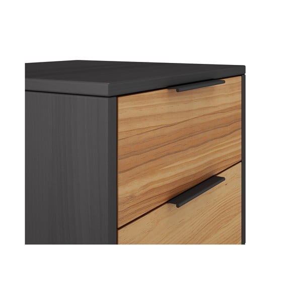 Noptieră în culoare naturală din lemn masiv de pin Lavis – Marckeric-image-1