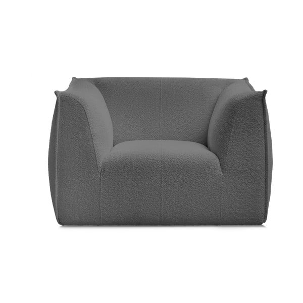 Fotoliu gri închis cu tapițerie din țesătură bouclé Giorgia – Bobochic Paris-image-3