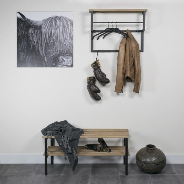 Pantofar negru/în culoare naturală din metal 100x45x34 cm Rizzoli – Spinder Design-image-1